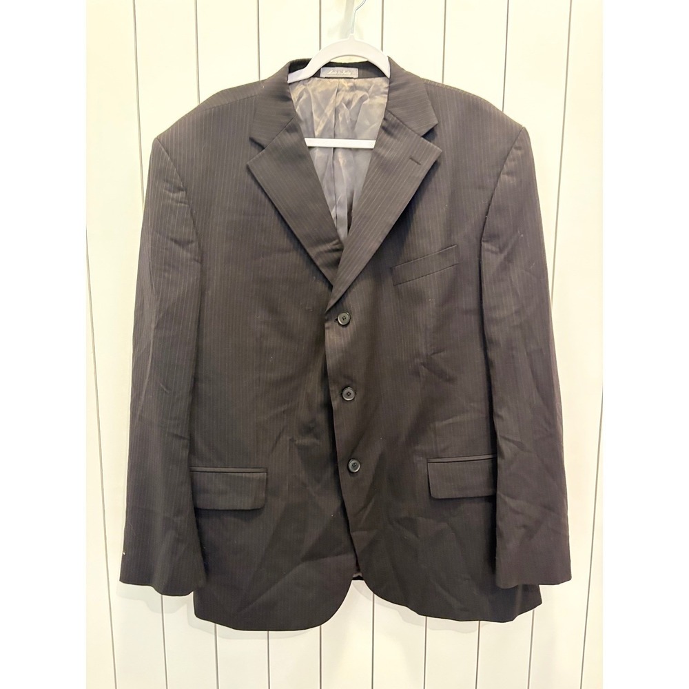 Old Money Oscar de‎ la Renta Blazer 50R Charcoal Black Pinstripe Wool